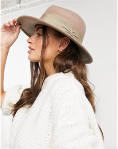 Фетровая шляпа серо коричневого цвета регулируемого размера с широкой лентой Asos design