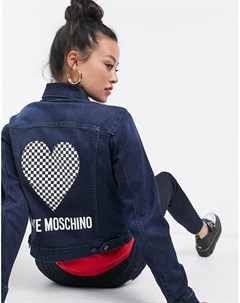 Синяя джинсовая куртка с логотипом в виде сердца Love moschino