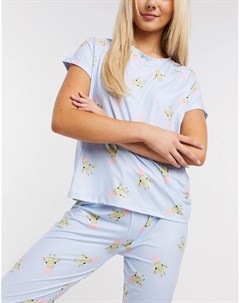 Бледно голубой пижамный комплект с жирафами Loungeable