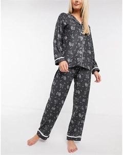 Классический супермягкий пижамный набор серого цвета с принтом Маленькая собачка Loungeable