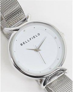 Серебристые часы с сетчатым ремешком Bellfield