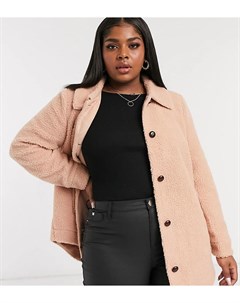 Розовая плюшевая куртка Vero moda curve
