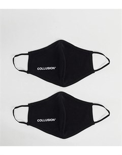 Набор из 2 масок для лица из ткани пике с логотипом Unisex Collusion