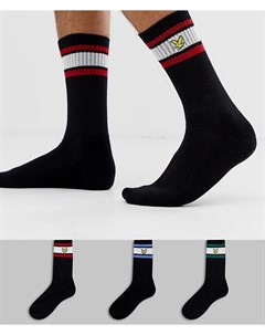 Набор из 3 пар черных носков с логотипом Lyle & scott