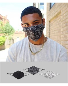 Набор из 3 масок для лица с монохромным принтом Asos design