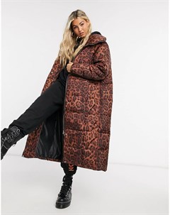 Длинное утепленное пальто с леопардовым принтом Latisha Inwear