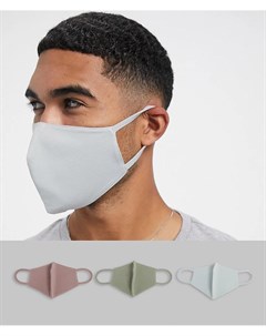 Набор из 3 масок для лица лавандового и серого цвета из органического хлопка Asos design