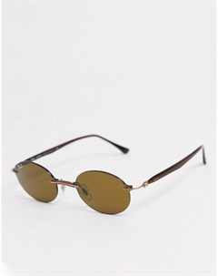 Узкие овальные солнцезащитные очки коричневого цвета без оправы Rayban Ray-ban®
