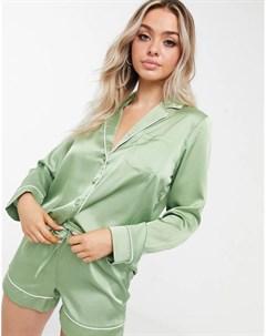 Шалфейно зеленая атласная рубашка от пижамы Asos design