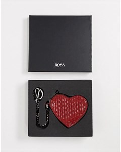 Кольцо для ключей с темно красным кожаным сердцем на молнии Hugo Boss
