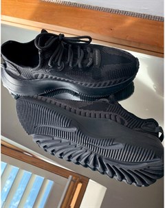 Черные трикотажные кроссовки Bershka