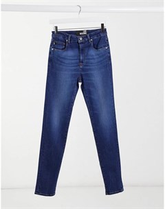 Синие зауженные джинсы с логотипом Love moschino