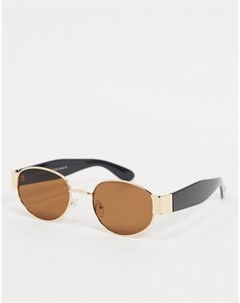 Черные круглые солнцезащитные очки в металлической оправе Svnx