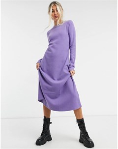 Фиолетовое платье миди с длинными рукавами Asos design