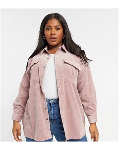 Розовая вельветовая куртка рубашка Vero moda curve