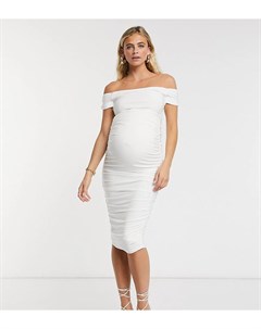 Белое платье мидакси с открытыми плечами Club L London Maternity Club l maternity