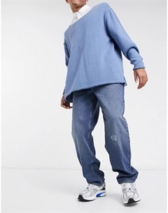 Темно синие выбеленные в стиле 90 х мешковатые джинсы с потертостями Asos design