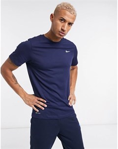 Темно синяя футболка с логотипом галочкой Nike training