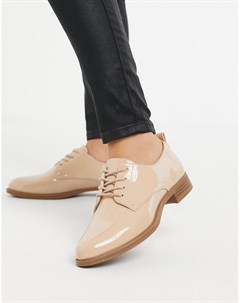 Бежевые лакированные туфли на шнуровке Vero moda