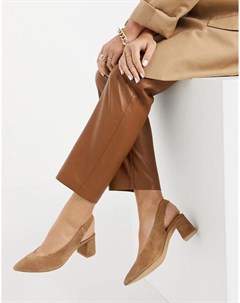 Замшевые туфли с ремешком на пятке коричневого цвета Vero moda