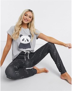 Супермягкая серая пижама с принтом панды Loungeable