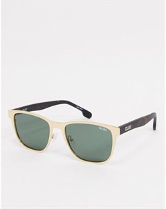 Мужские квадратные солнцезащитные очки в золотистой и черепаховой оправе с зелеными линзами Quay Mon Quay australia