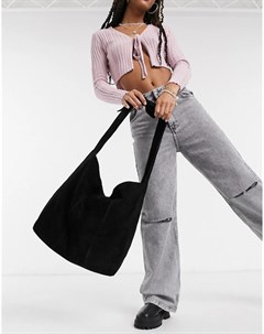 Черная замшевая сумка шоппер в стиле oversized Asos design