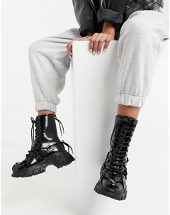 Черные ботинки на спортивной подошве с декоративными шнурками Alicia Asos design