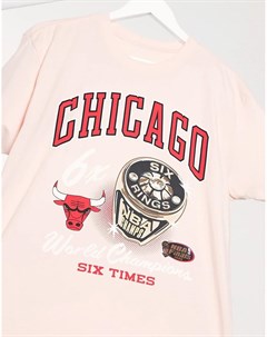 Нежно розовая футболка NBA Chicago Bulls Rings Mitchell and ness