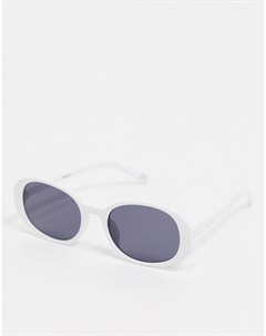 Овальные солнцезащитные очки в белой массивной оправе Asos design
