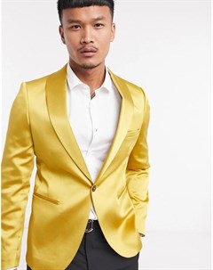 Пиджак из сатина горчичного цвета с шалевым воротником Twisted tailor