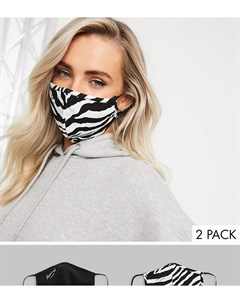 Набор из двух масок для лица черного цвета и с принтом зебры inspired Reclaimed vintage