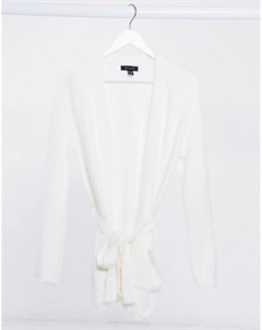 Пушистый домашний халат кремового цвета от комплекта New look