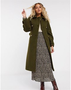 Тренч цвета хаки из букле Topshop