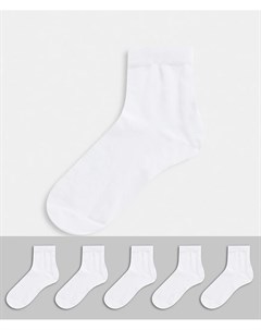 Набор из 5 пар белых носков до щиколотки Asos design