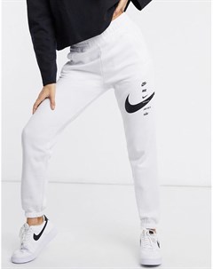Белые oversized джоггеры с логотипом галочкой Nike