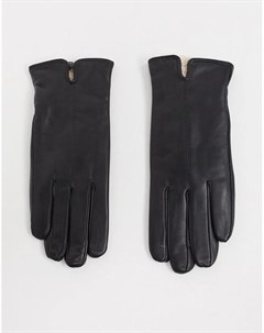 Черные кожаные перчатки с подкладкой из искусственного меха Accessorize