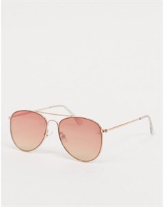 Розовые зеркальные солнцезащитные очки авиаторы Topshop
