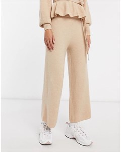 Трикотажные брюки прямого кроя бежевого цвета от комплекта Asos design