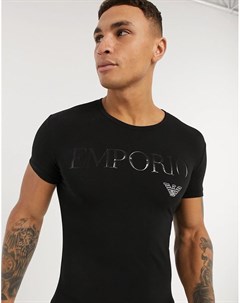 Черная футболка в стиле casual с надписью логотипом Emporio Armani Emporio armani bodywear