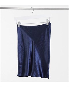 Блестящая атласная юбка мини в стиле комбинации темно синего цвета ASOS DESIGN Petite Asos petite