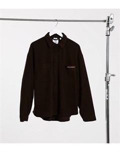 Флисовая рубашка навыпуск темно коричневого цвета от комплекта Collusion