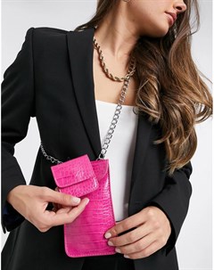 Розовая сумка с чехлом для беспроводных наушников с цепочкой из искусственной крокодиловой кожи My accessories