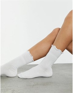 Белые высокие носки с оборками Asos design