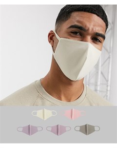 Набор из 5 масок для лица розового серого и лавандового цвета из органического хлопка Asos design