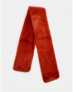 Длинный шарф оранжевого цвета из искусственного меха Jayley