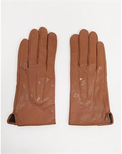 Светло коричневые кожаные перчатки с отделкой для управления сенсорными гаджетами Barney s Originals Barneys originals