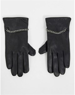 Черные кожаные перчатки с цепочками Barney s Originals Barneys originals
