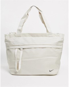 Кремовая сумка тоут в стиле oversized с логотипом галочкой Nike