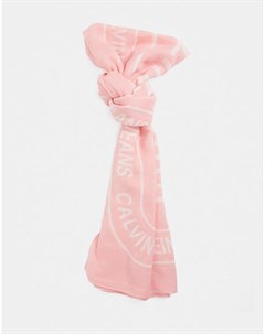 Клубнично красный шарф со вставкой Jeans Calvin klein
